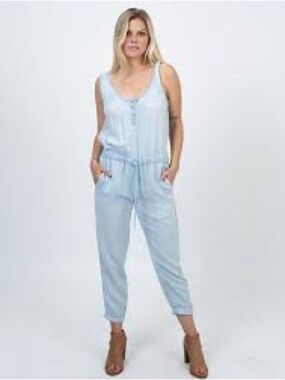 Cloth and Stine Light Blue Sleeveless Jumpsuit romper small NWT